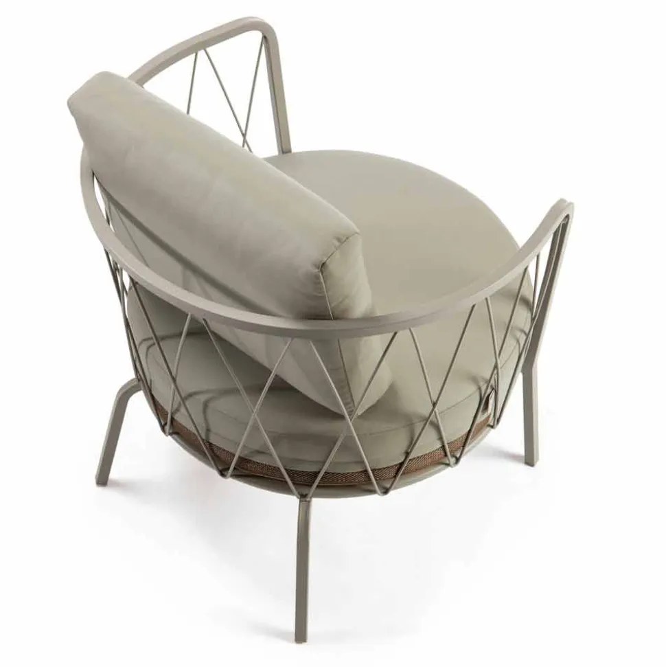 Poltrona da Esterno Moderna in Metallo Verniciato e Tessuto Made in Italy - Olma