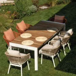 Poltrona da Giardino con Struttura in Alluminio e Corde con Cuscini - Tenda