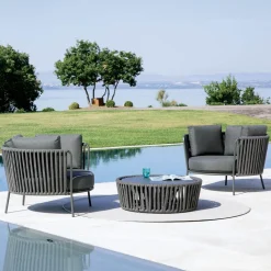 Poltrona da Giardino in Acciaio Inox e Schienale in Corda - Luxura