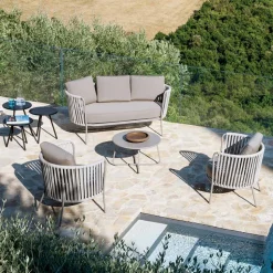 Poltrona da Giardino in Acciaio Inox e Schienale in Corda - Luxura