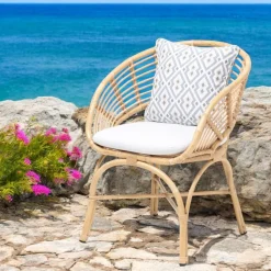 Poltrona da Giardino in Alluminio e Intreccio in Polyrattan e Cuscino - Ellide