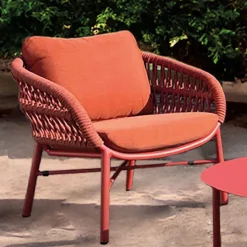 Poltrona da Giardino in Alluminio, Corda e Tessuto Marsala o Bianco - Brise
