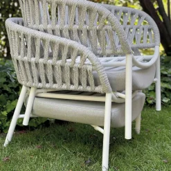 Poltrona da Giardino in Alluminio, Corda e Tessuto Marsala o Bianco - Brise