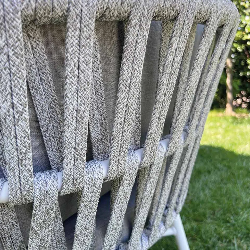 Poltrona da Giardino in Alluminio, Corda e Tessuto Marsala o Bianco - Brise