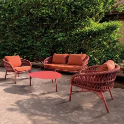 Poltrona da Giardino in Alluminio, Corda e Tessuto Marsala o Bianco - Brise