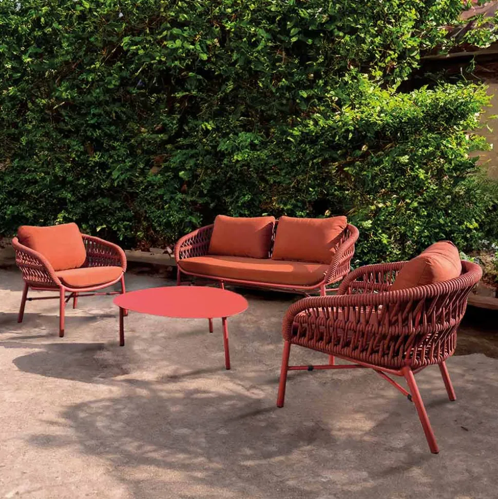 Poltrona da Giardino in Alluminio, Corda e Tessuto Marsala o Bianco - Brise