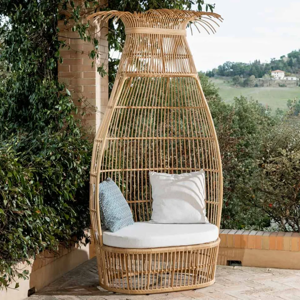 Poltrona da Giardino in Intreccio di Polyrattan con Cuscino Off-White - Anteia