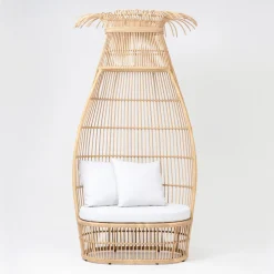 Poltrona da Giardino in Intreccio di Polyrattan con Cuscino Off-White - Anteia