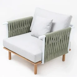 Poltrona da Giardino in Teak, Intreccio in Corda e Cuscini - Bellatrix