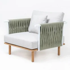Poltrona da Giardino in Teak, Intreccio in Corda e Cuscini - Bellatrix