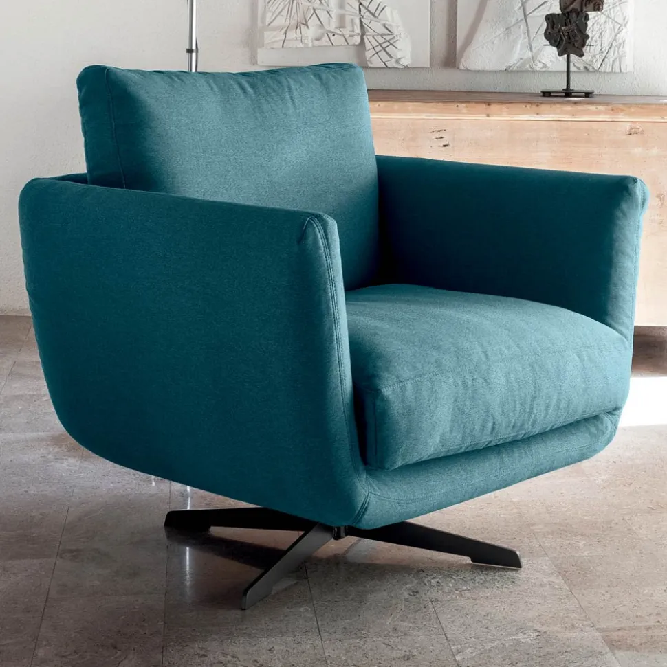 Poltrona da Salotto con Base a Scelta Girevole o Fissa Made in Italy - Ironico