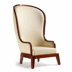 Poltrona da salotto in pelle decorazione laser, made in Italy, Eli
