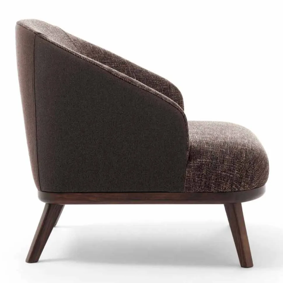 Poltrona da Salotto in Tessuto con Base in Legno Massello Made in Italy - Pepina