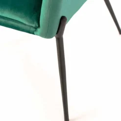 Poltrona da Salotto Moderna in Velluto Verde Petrolio e Metallo Nero – Tonica