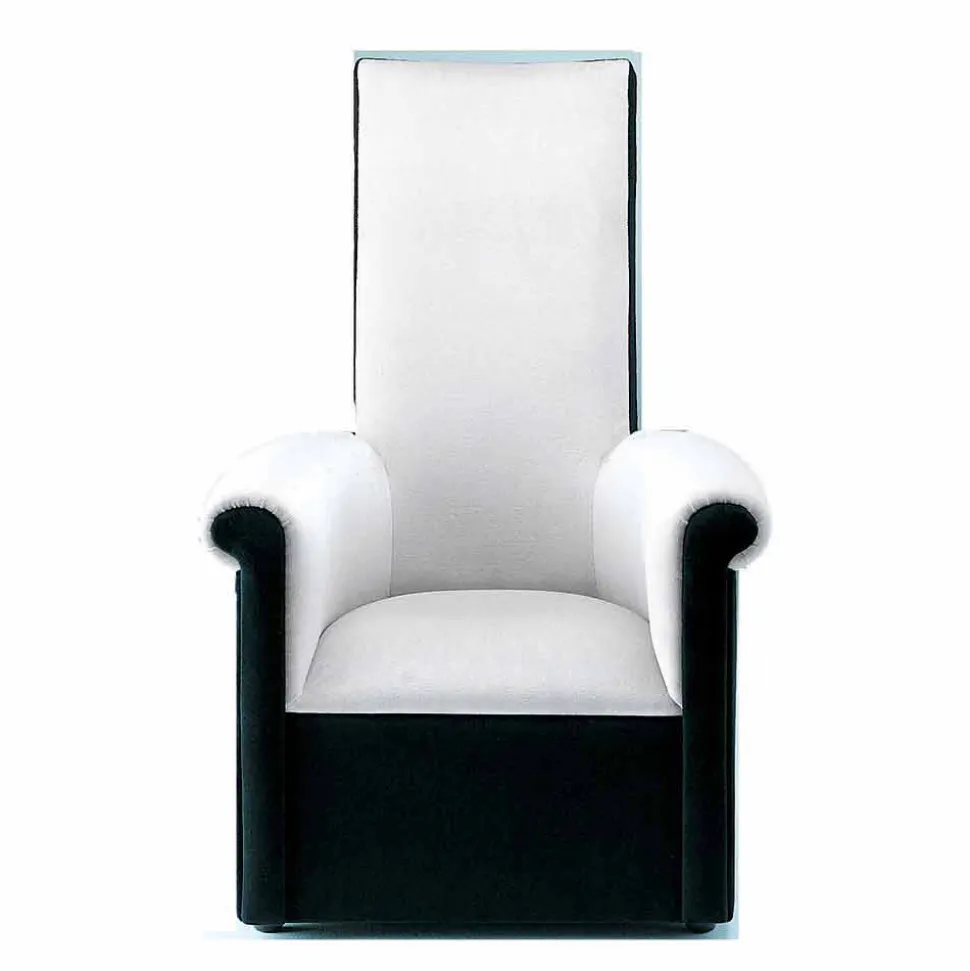 Poltrona da Salotto Rivestita in Velluto Bianco e Nero Made in Italy - Gedda