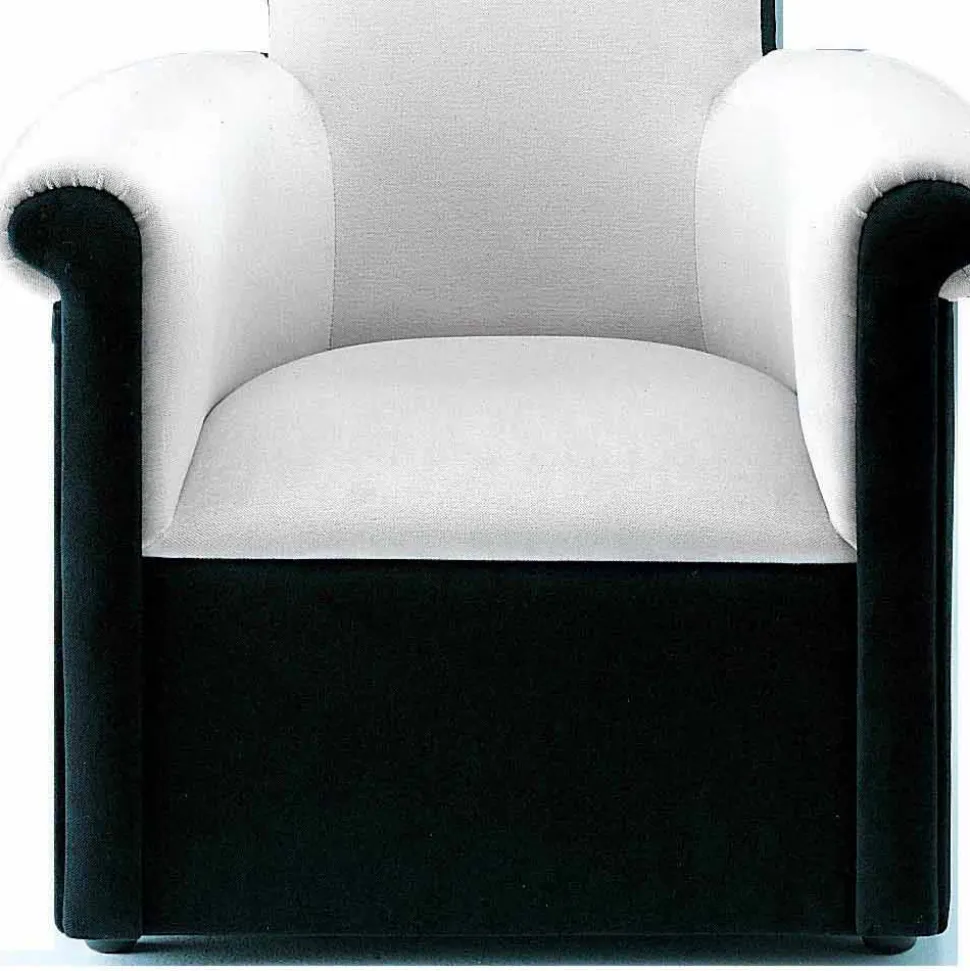 Poltrona da Salotto Rivestita in Velluto Bianco e Nero Made in Italy - Gedda