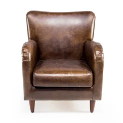 Poltrona da Soggiorno Realizzata in Cuoio Vintage Effetto Invecchiato - Timbro