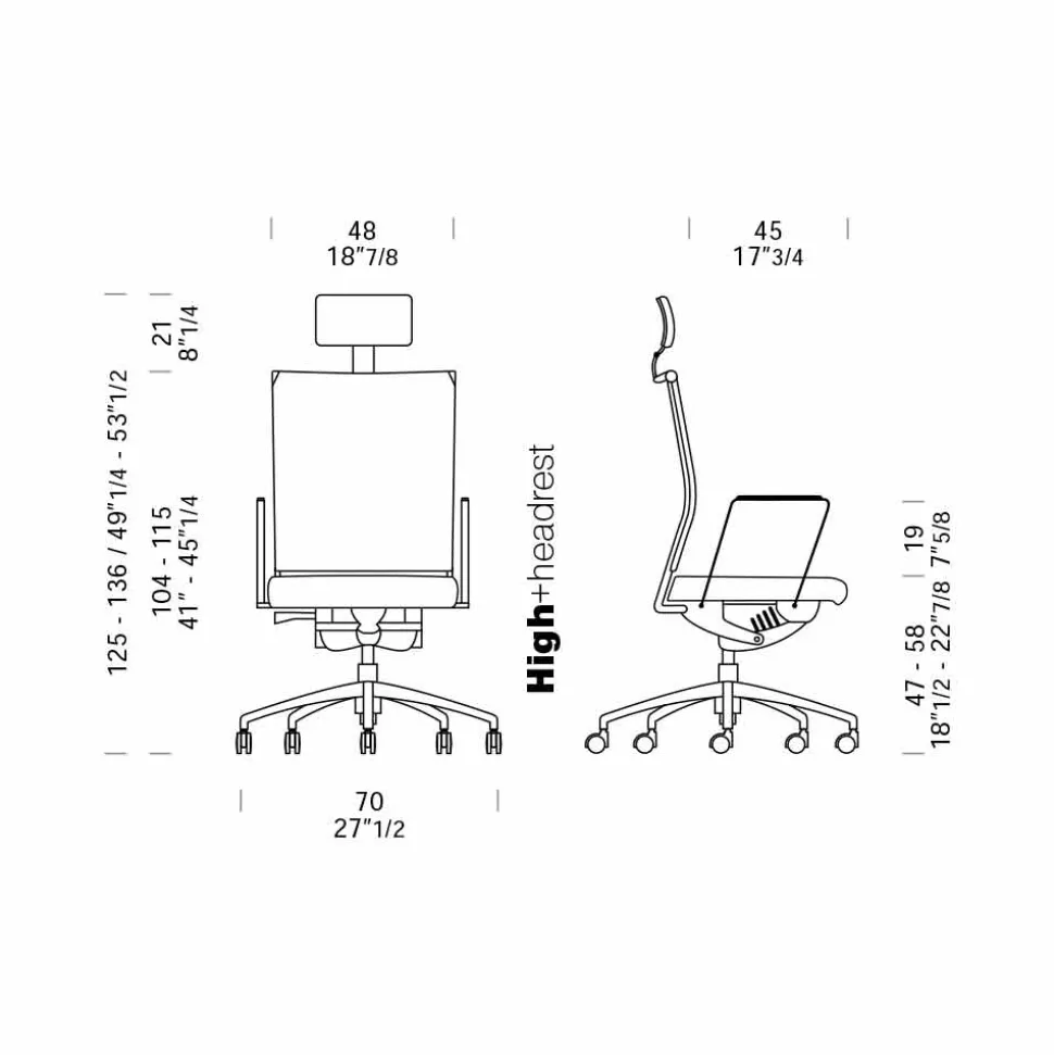 Poltrona da Ufficio Ergonomica Girevole con Ruote e Poggiatesta - Gimiglia