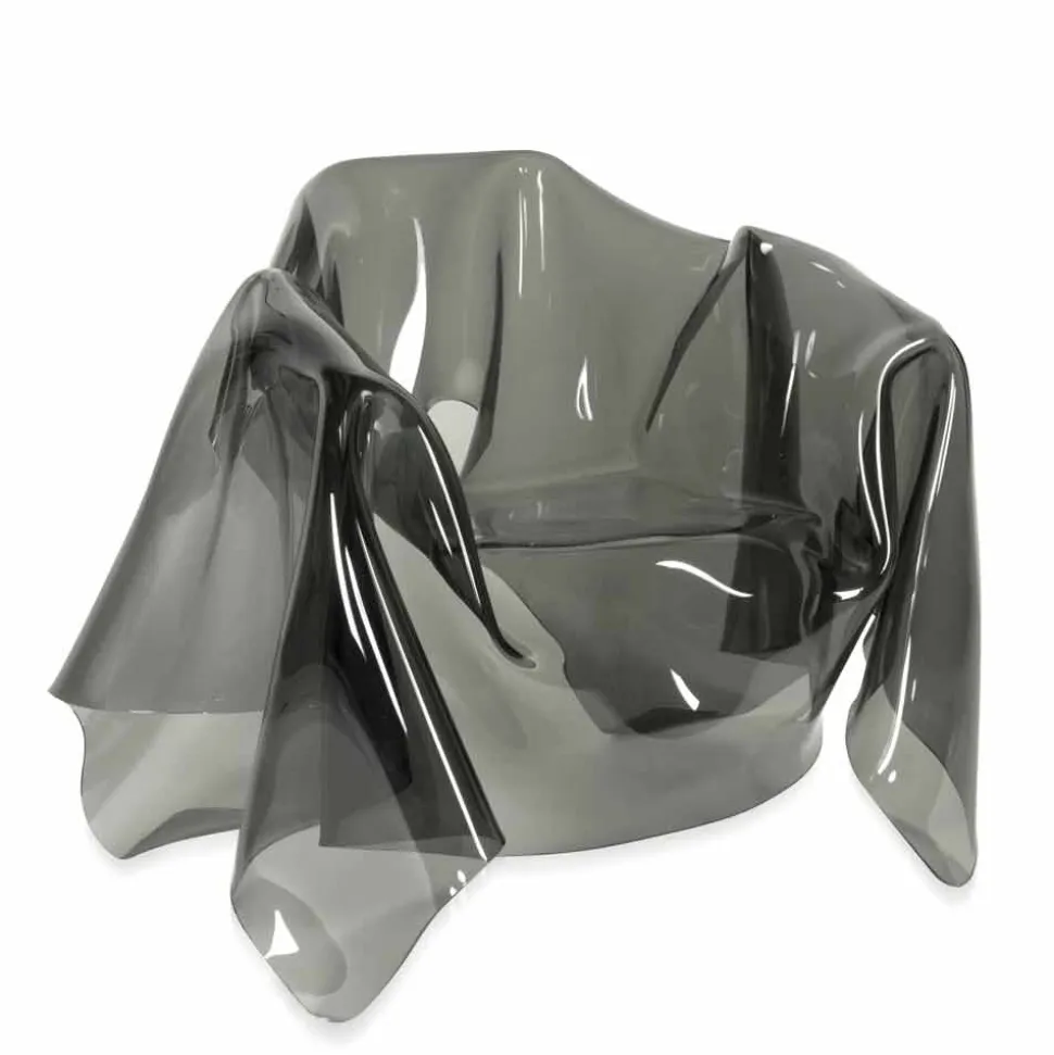 Poltrona design moderno in plexiglass fumé Paris,made in Italy