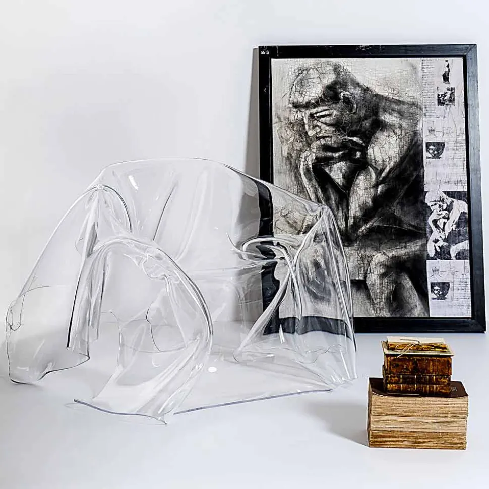 Poltrona design moderno in plexiglass trasparente Paris,made in Italy