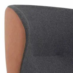 Poltrona Girevole in Pelle con Base in Legno Realizzata in Italia - Butterfly
