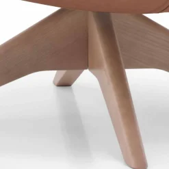 Poltrona Girevole in Pelle con Base in Legno Realizzata in Italia - Butterfly
