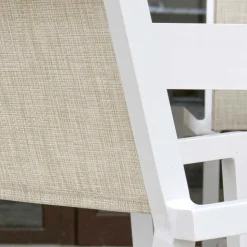 Poltrona Impilabile da Giardino in Textilene Beige e Alluminio - Foglio