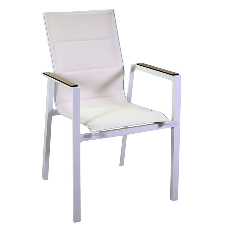 Poltrona in Alluminio e Textilene con Inserto nei Braccioli in HPL - Righello