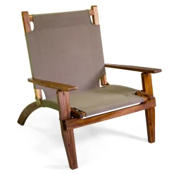 Poltrona in Legno di Acacia e Tessuto Misto Cotone/Poliestere - Bottega