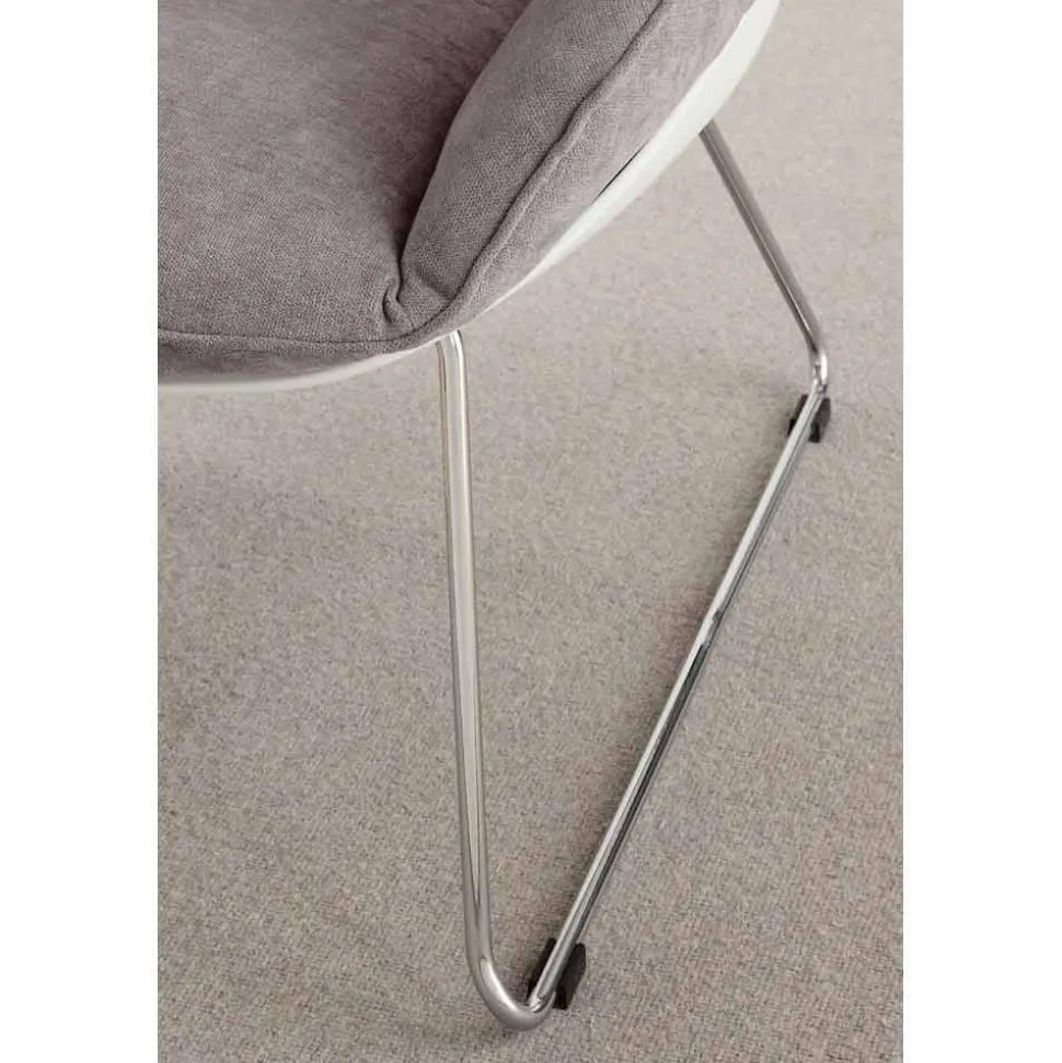 Poltrona in polipropilene bianco e cuscino soft grigio Betulla