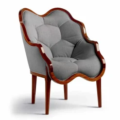Poltrona in tessuto e legno massello di design, made in Italy, Begga