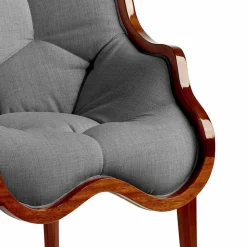 Poltrona in tessuto e legno massello di design, made in Italy, Begga