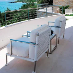 Poltrona Moderna di Design in Acciaio e PVC Nero o Bianco da Esterno - Ontario2