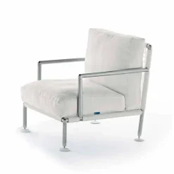 Poltrona Moderna di Design in Acciaio e PVC Nero o Bianco da Esterno - Ontario2