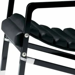 Poltrona Moderna in Legno Laccato Nero Lucido e Pelle Made in Italy - Conga