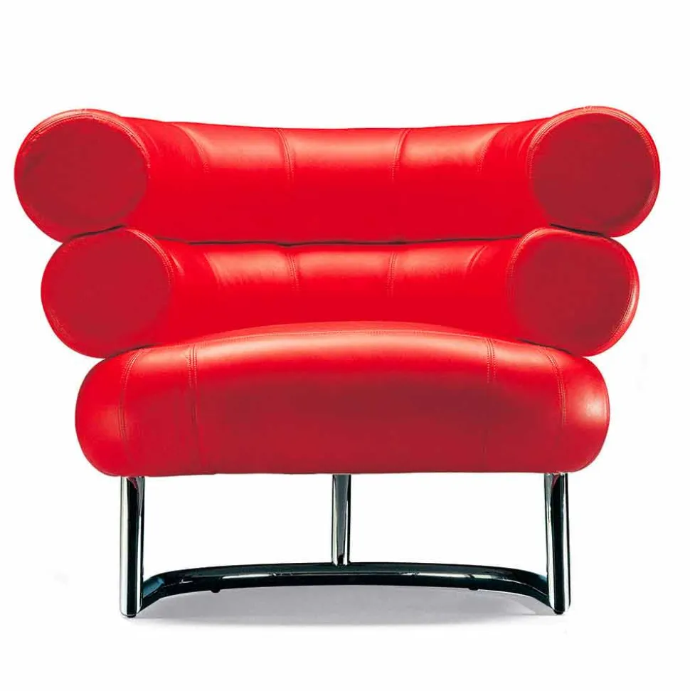 Poltrona Moderna Rivestita in Pelle con Base in Acciaio Made in Italy - Ostilio