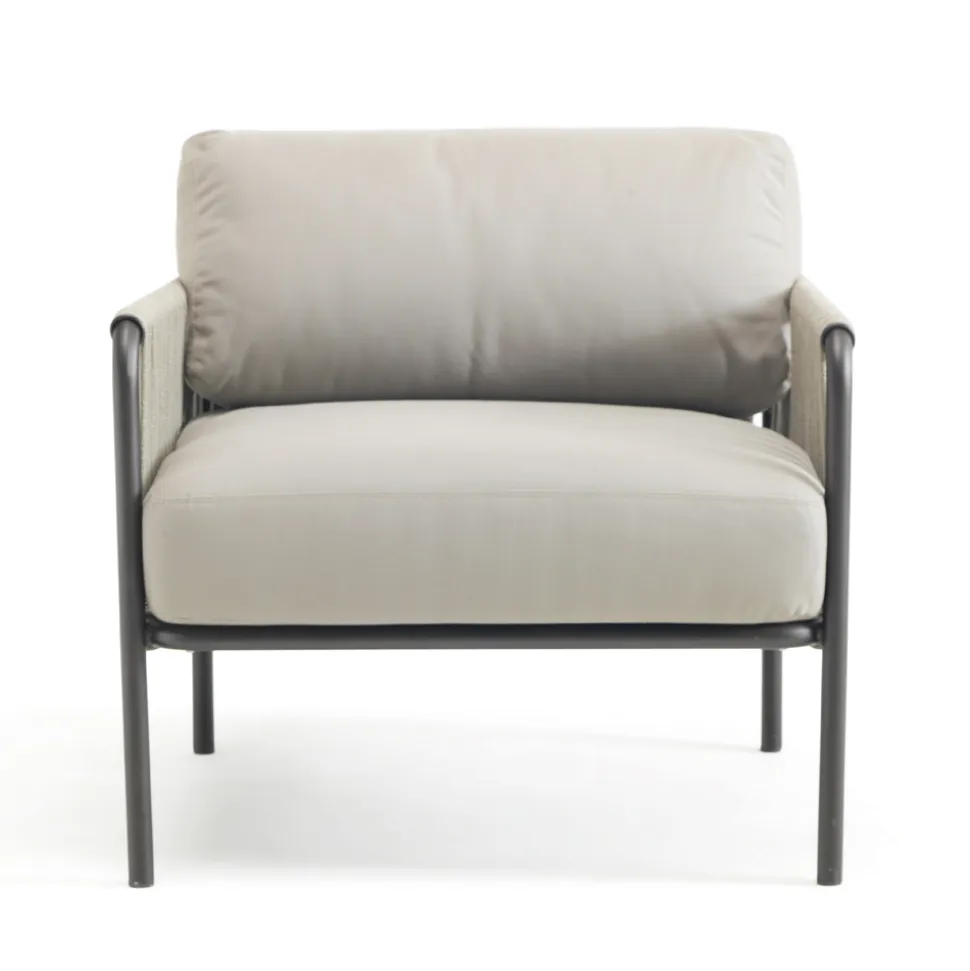 Poltrona Outdoor in Acciaio e Corda con Cuscini Made in Italy – Helga