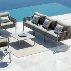 Poltrona Outdoor in Acciaio Zincato e Corda con Cuscini Made in Italy – Helga