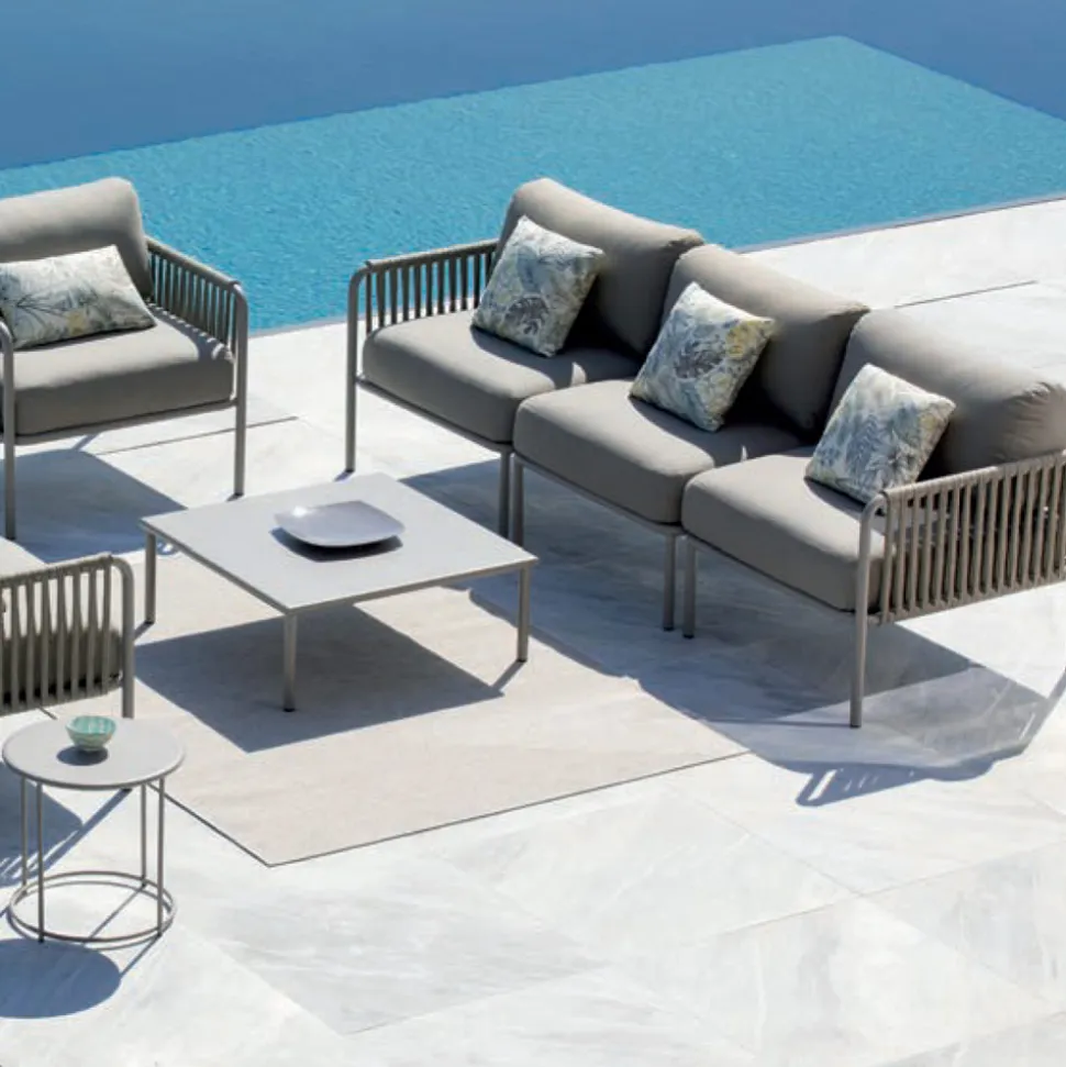 Poltrona Outdoor in Acciaio Zincato e Corda con Cuscini Made in Italy – Helga