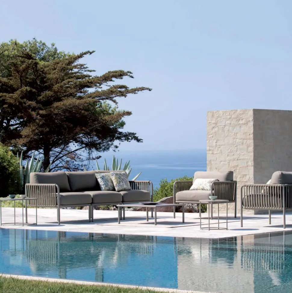 Poltrona Outdoor in Acciaio Zincato e Corda con Cuscini Made in Italy – Helga