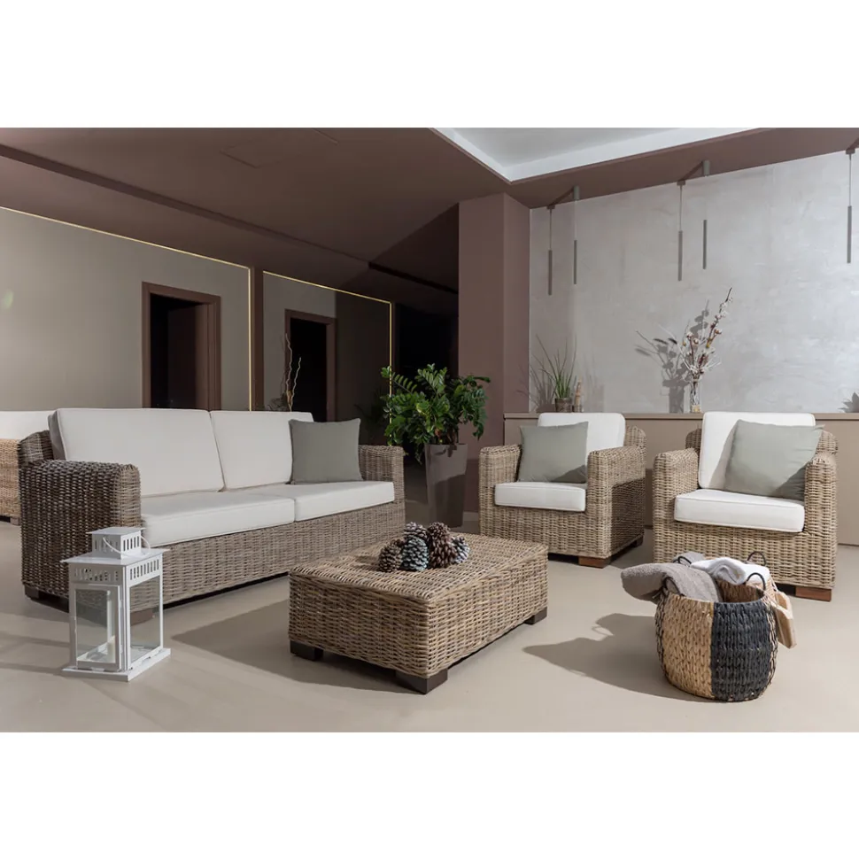 Poltrona Outdoor in Kubù Grigio con Cuscini – Cerys