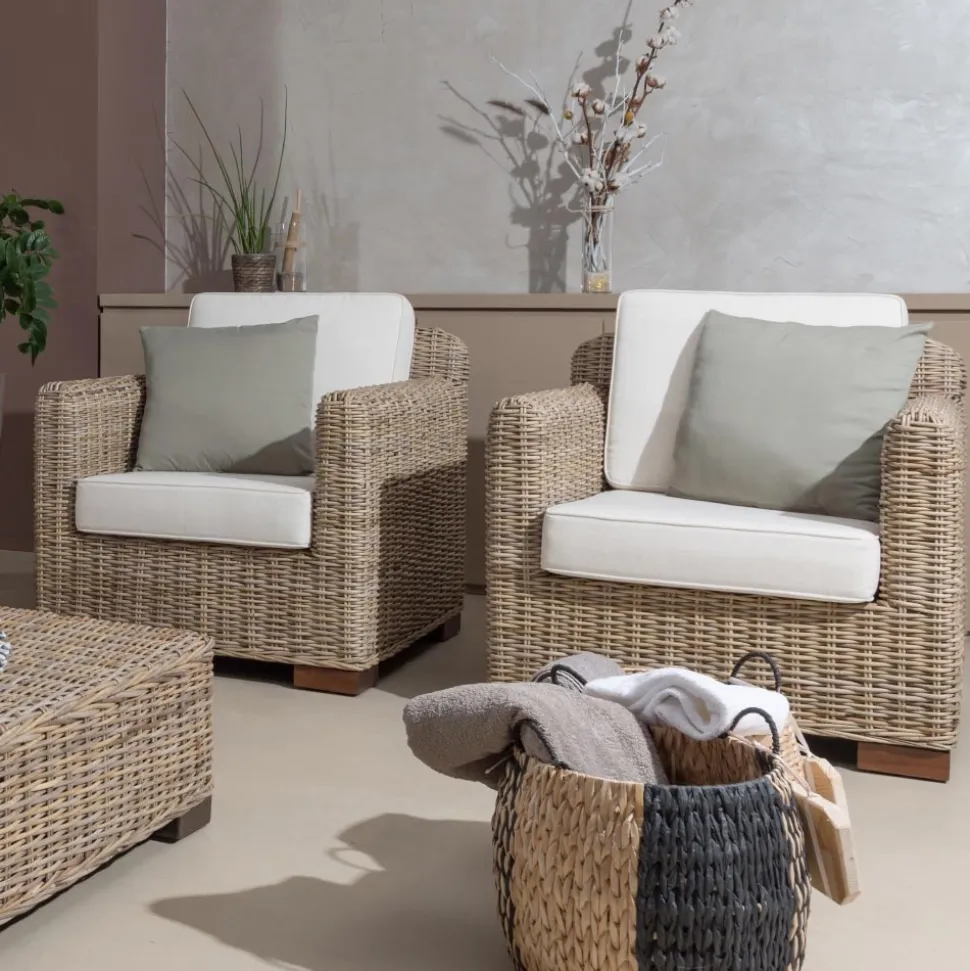 Poltrona Outdoor in Kubù Grigio con Cuscini – Cerys