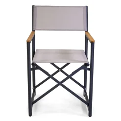 Poltrona Regista Realizzata in Alluminio, Textilene e Bracciolo in Teak - Tenda