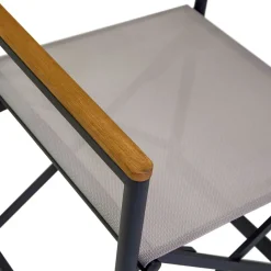 Poltrona Regista Realizzata in Alluminio, Textilene e Bracciolo in Teak - Tenda