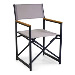 Poltrona Regista Realizzata in Alluminio, Textilene e Bracciolo in Teak - Tenda