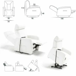 Poltrona relax alzapersona a 2 motori di design Rosa, made in Italy