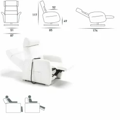 Poltrona relax girevole motorizzata 2 motori design made in Italy Bao