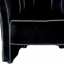 Poltrona Salotto in Velluto Nero con Cuciture a Contrasto Made in Italy - Caster