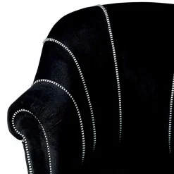 Poltrona Salotto in Velluto Nero con Cuciture a Contrasto Made in Italy - Caster