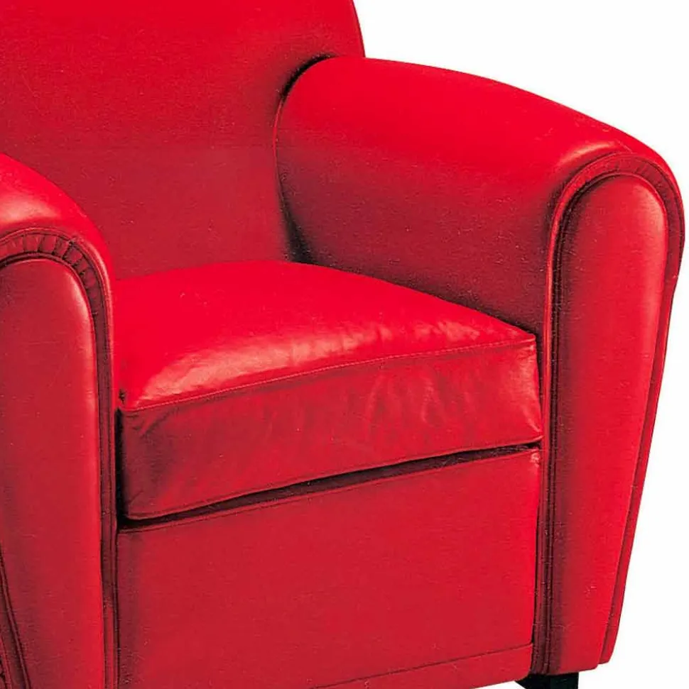 Poltrona Salotto Rivestita in Pelle con Piedini in Legno Made in Italy - Pegolo